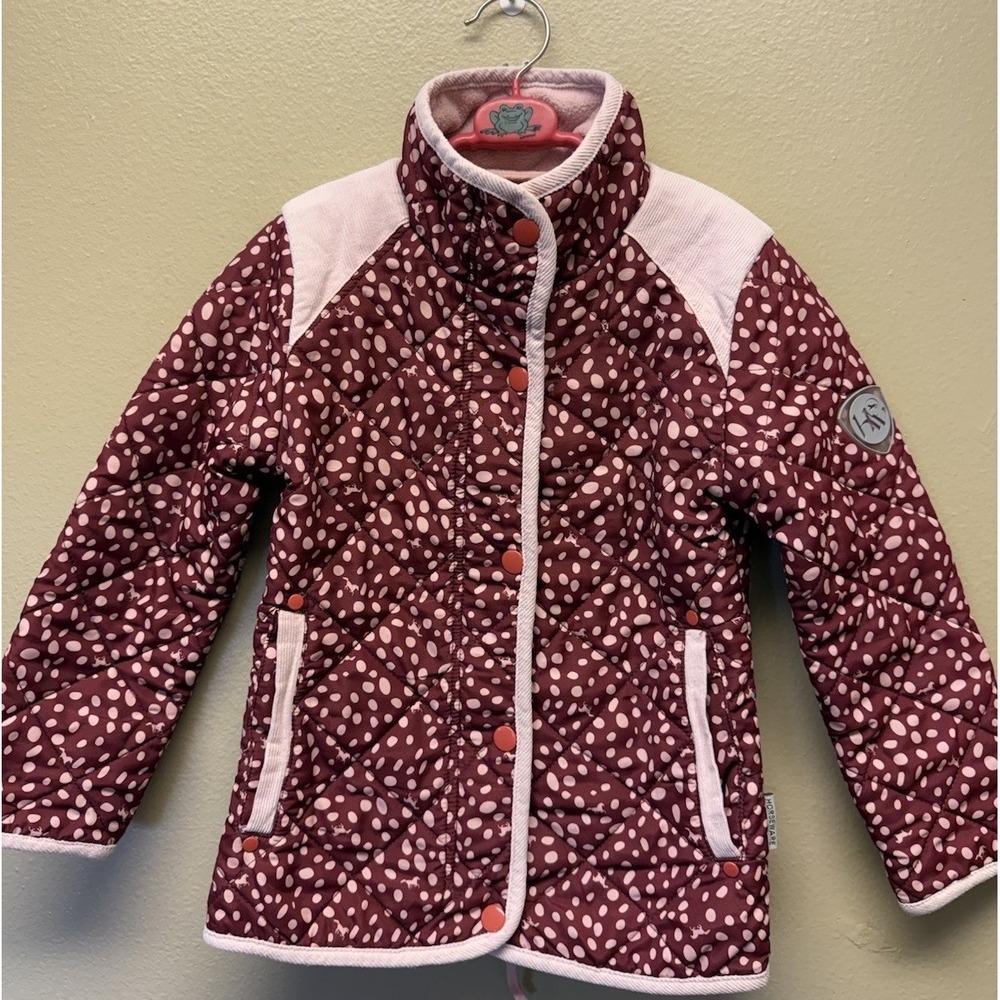 Horseware Ireland Quilted Jacket Fleece Button Zip L/S Red Pink 3/4 Years Riding